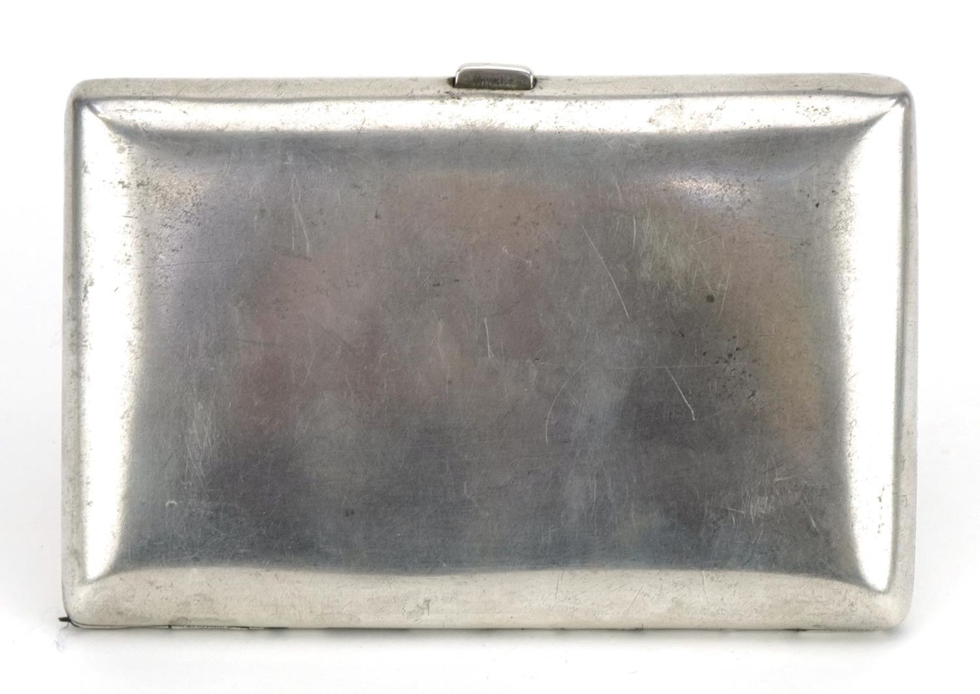Rectangular silver cigarette case, impressed Russian marks to the interior, 12cm wide, 179.8g : - Bild 6 aus 6