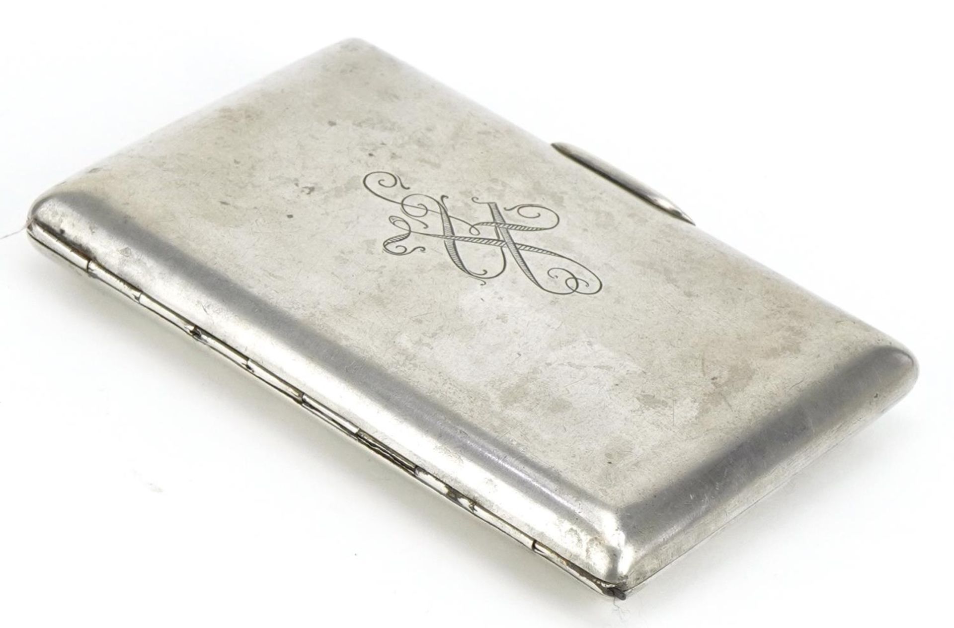 Rectangular silver cigarette case, impressed Russian marks to the interior, 12cm wide, 179.8g : - Bild 5 aus 6