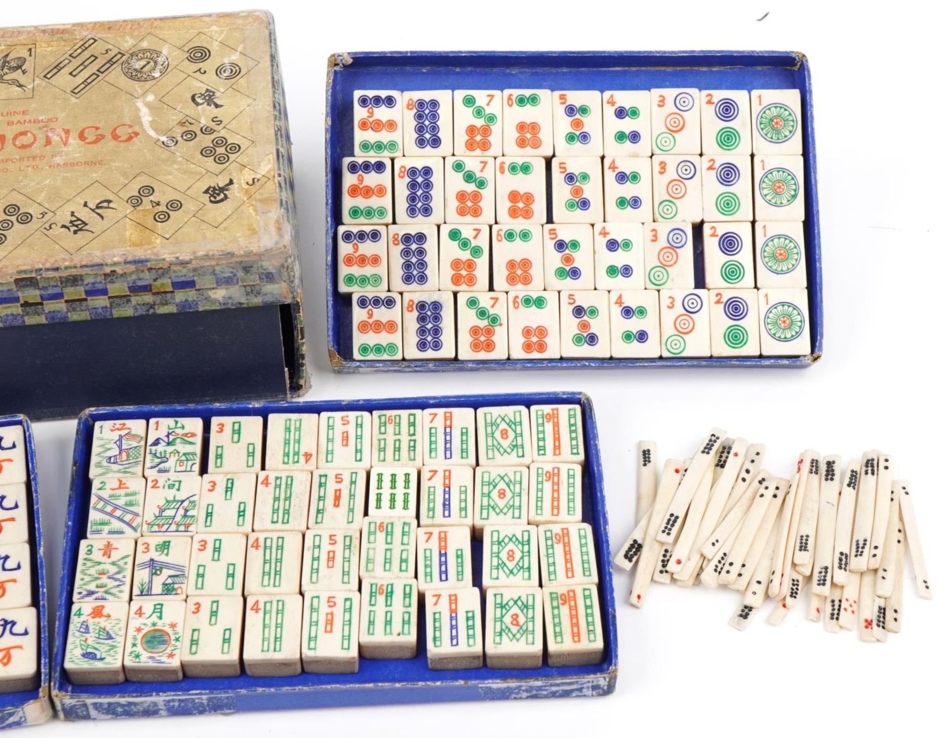 Vintage Chad Valley bone and bamboo mahjong set with case, 21cm wide : For further information on - Image 3 of 3