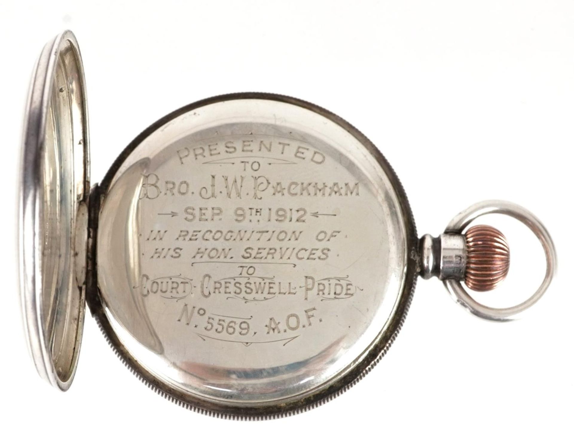 Dennison Watch Case Co, Edwardian gentlemen's silver open face pocket watch, Birmingham 1911, the - Image 3 of 6