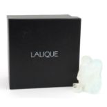 Lalique, French opalescent frosted glass Nu Sage paperweight with box, etched Lalique France, 7cm