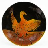 D Foreman for Poole Pottery, Aegean wall plate hand painted with a stylised duck, signed to the