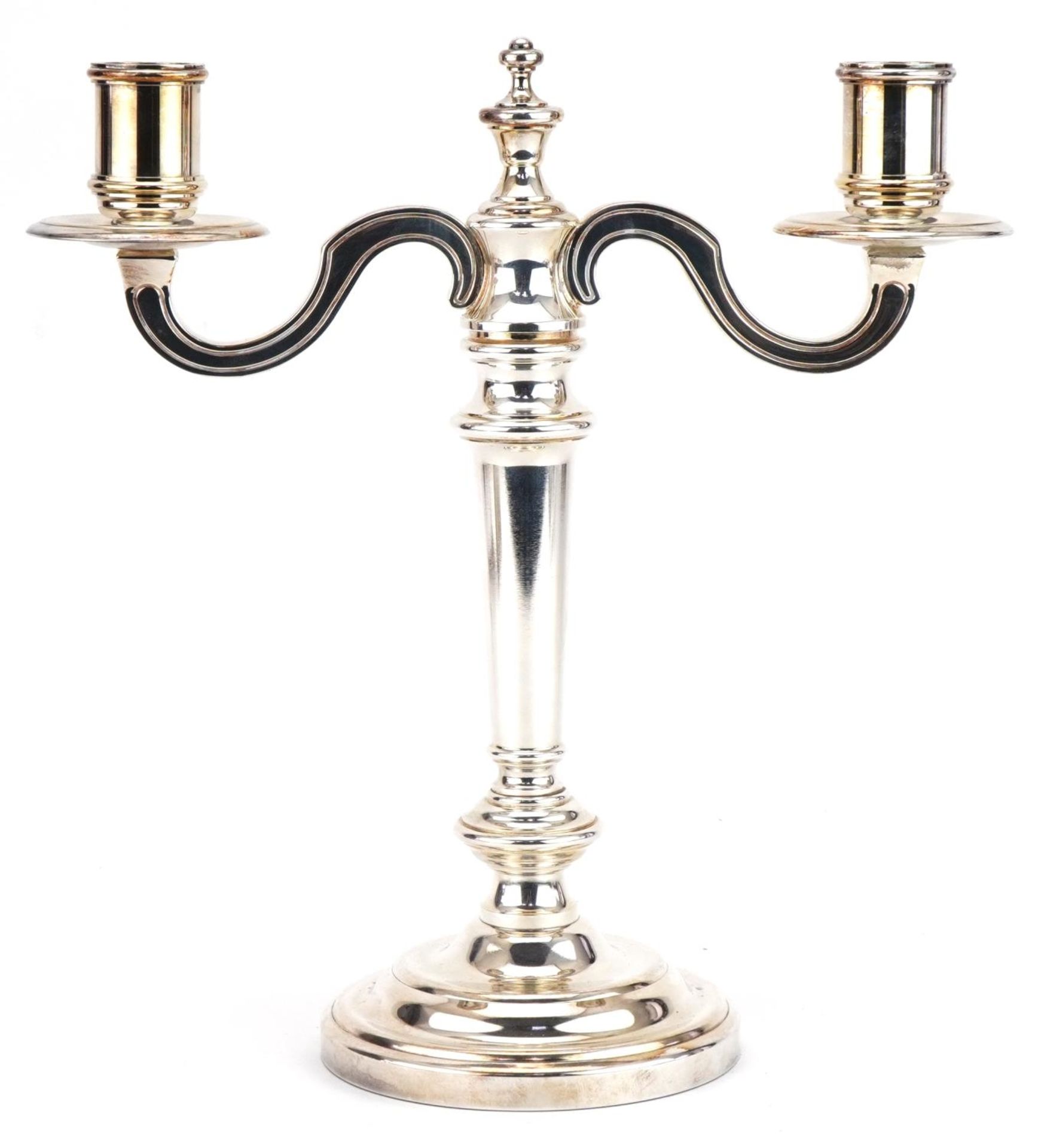 Christophle, French silver plated two branch candelabra, 25cm high : For further information on this