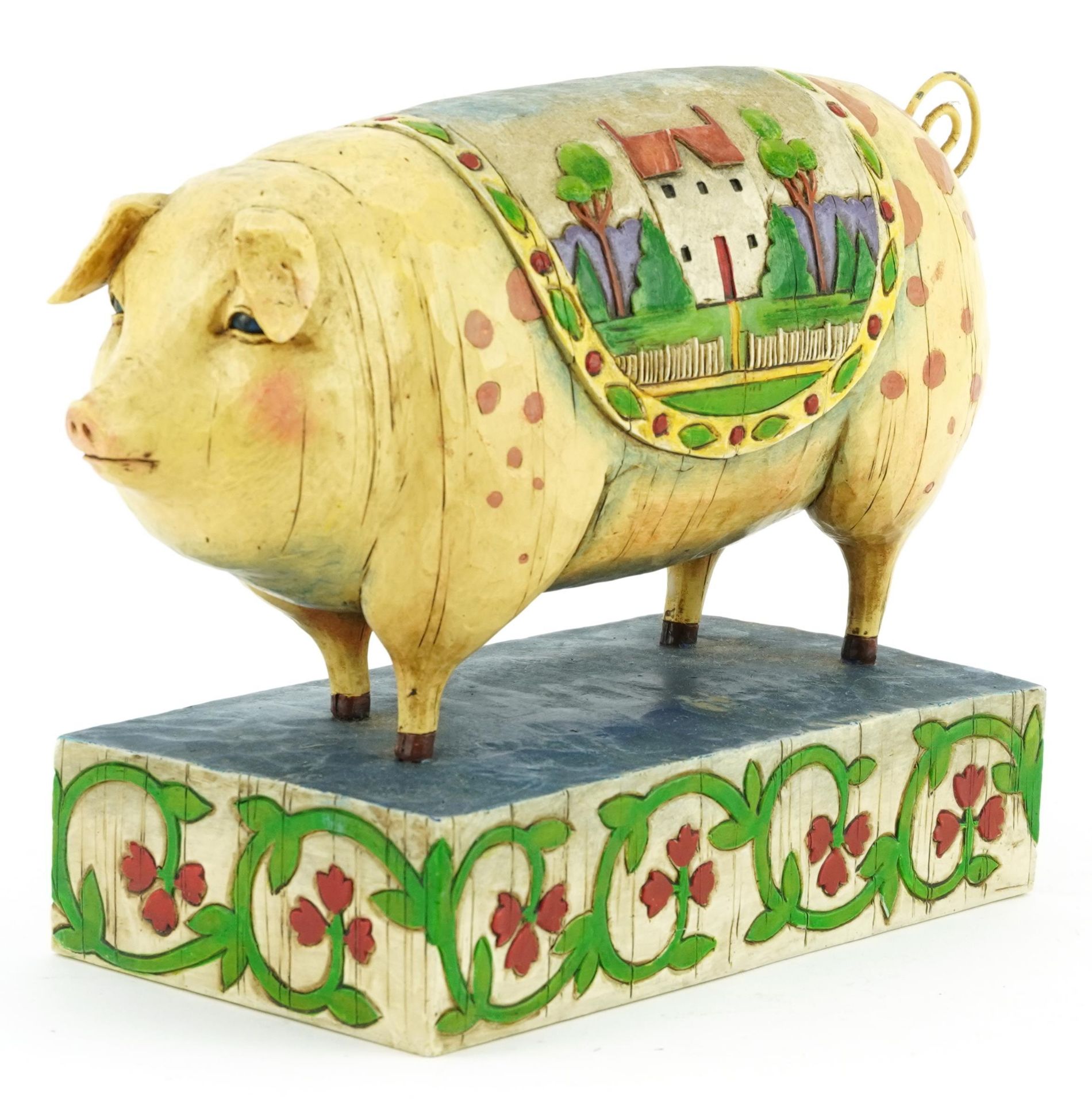 Heartwood Creek Jim Shore statue of a European pig, 27cm in length : For further information on this