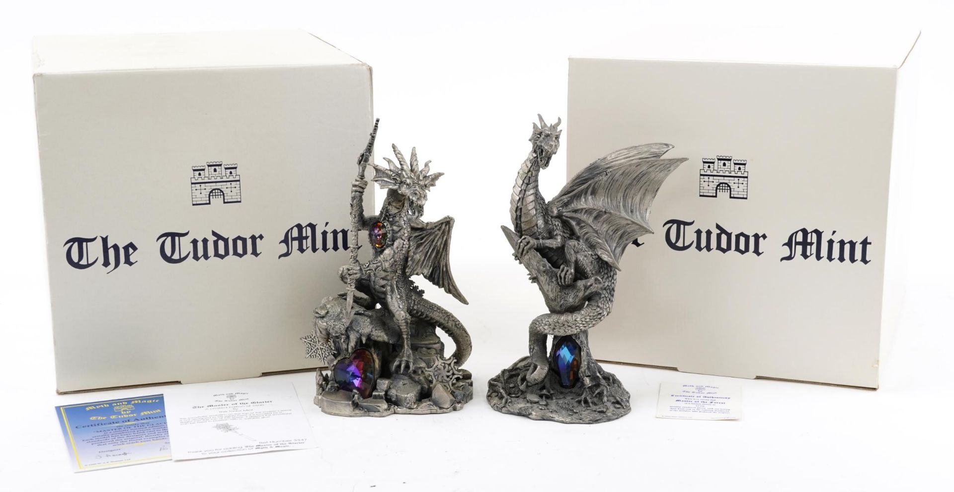 Two Myth & Magic pewter figures by The Tudor Mint with certificates and boxes comprising Master of