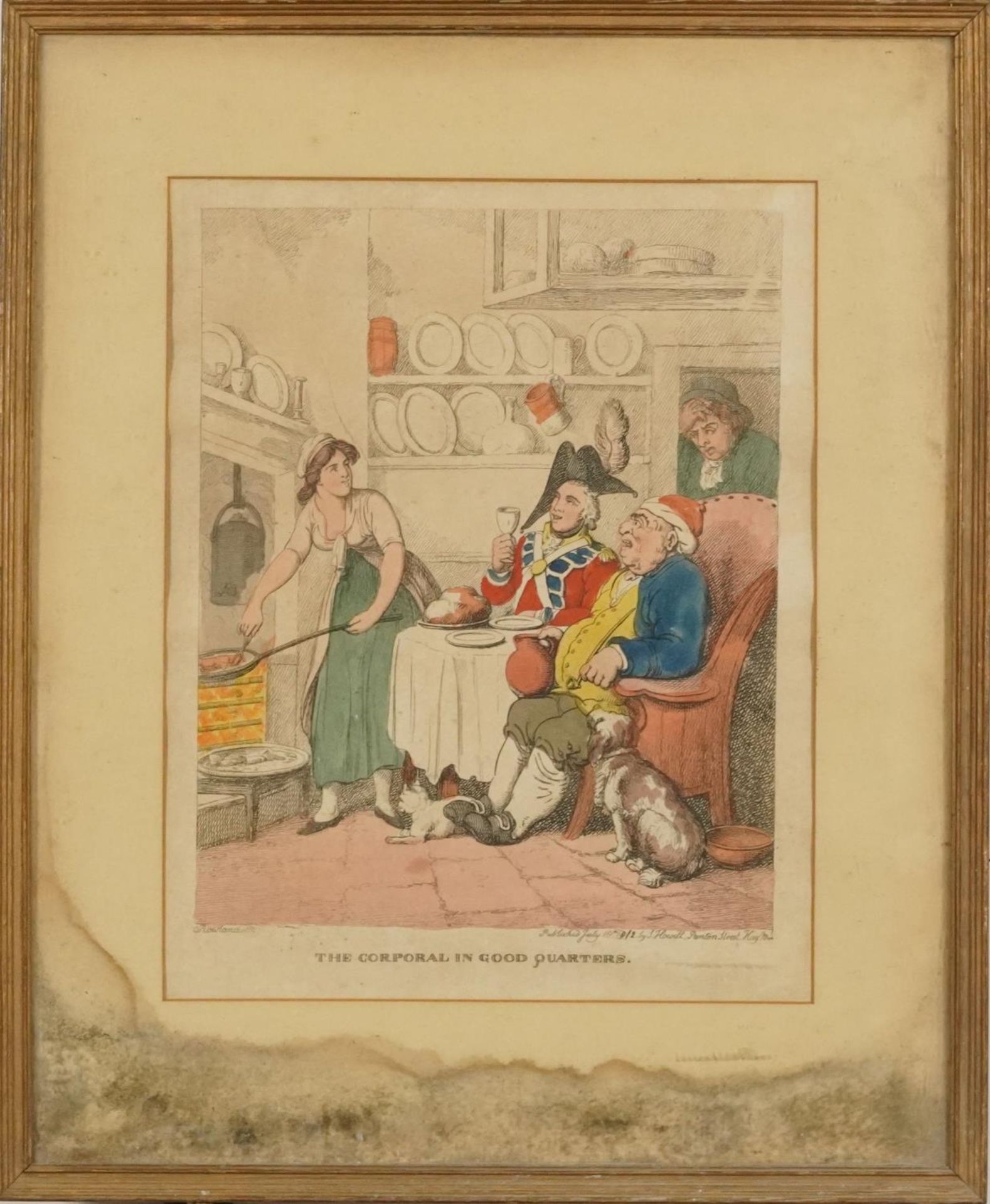 After Thomas Rowlandson - The Corporal in Good Quarters, 19th century satirical etching in colour, - Image 2 of 4