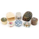 Antique and later sundry items including a 19th century trinket box hand painted with flowers and