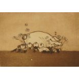 Veronica Barge - The Pig's Tale, pencil signed print, limited edition 11/150, John Speer label