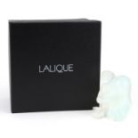 Lalique, French opalescent frosted glass Nu Sage paperweight with box, etched Lalique France, 7cm