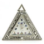 Masonic interest silver triangular pocket watch, 5cm high : For further information on this lot