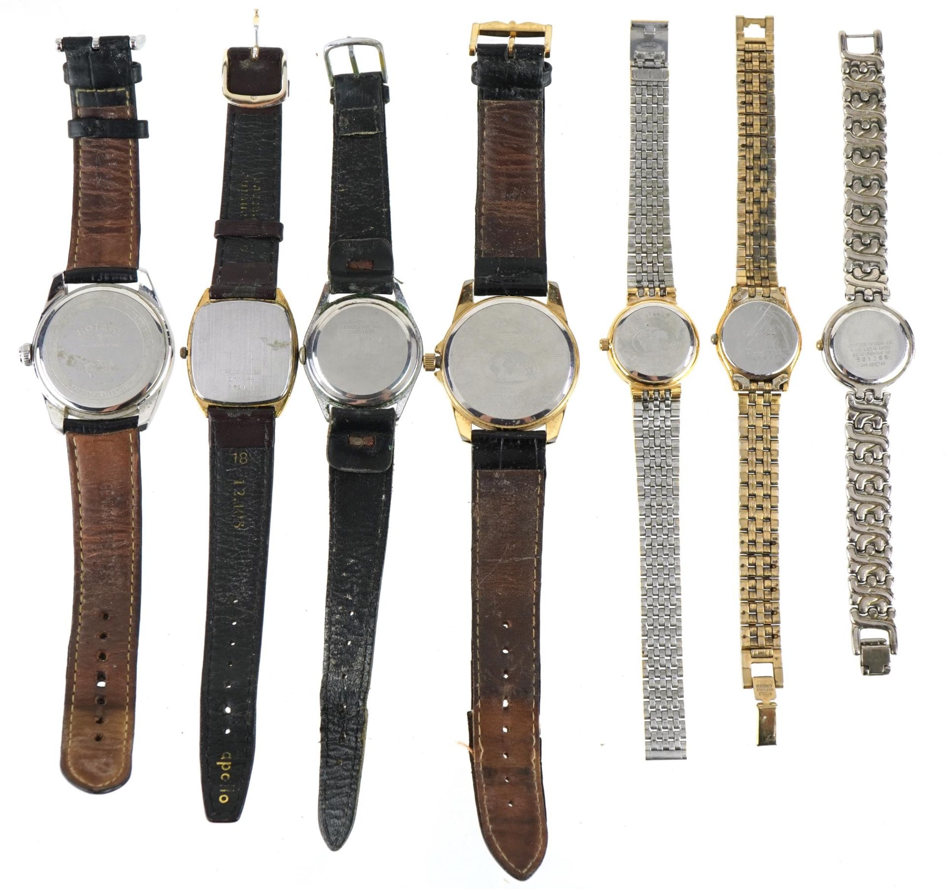 Seven vintage and later ladies and gentlemen's wristwatches including Seiko, Corvette, Rotary and - Image 3 of 4