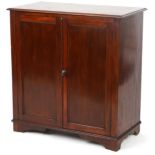 Aw-Lyn, mahogany two door cupboard enclosing three shelves, 78cm H x 75cm W x 36cm D : For further