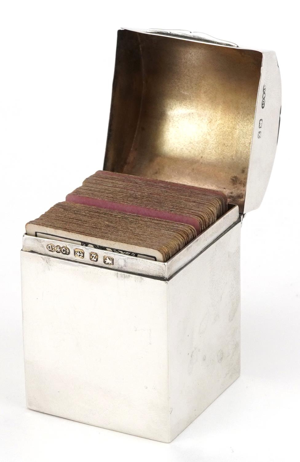 Grey & Co, Victorian miniature silver card box with hinged lid, Birmingham 1899, 5.3cm high, - Image 2 of 6
