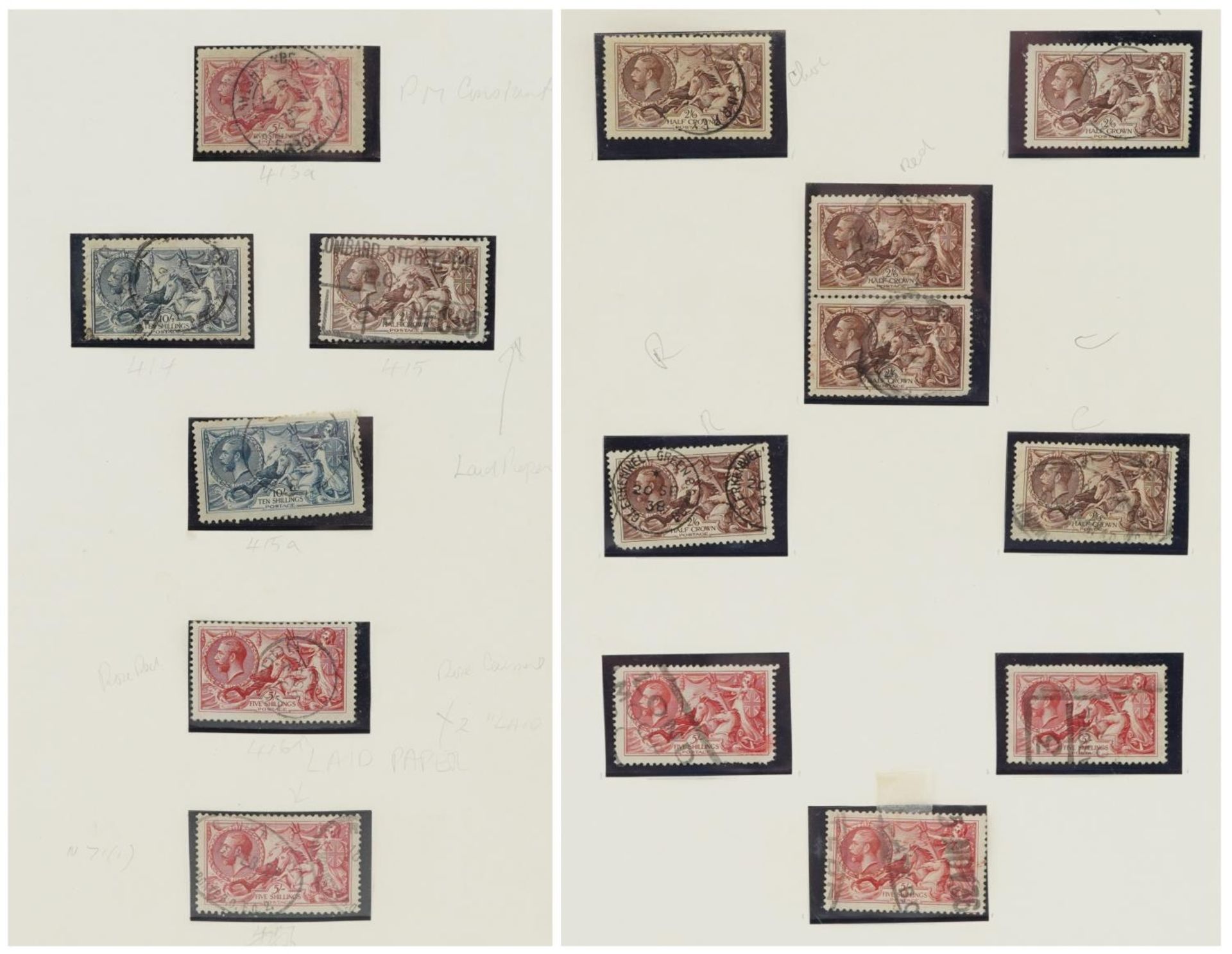 Fifteen various Seahorse stamps up to ten shillings including block of two : For further information