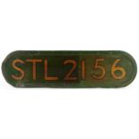 Vintage painted metal bus sign inscribed STL2156, 58cm wide : For further information on this lot