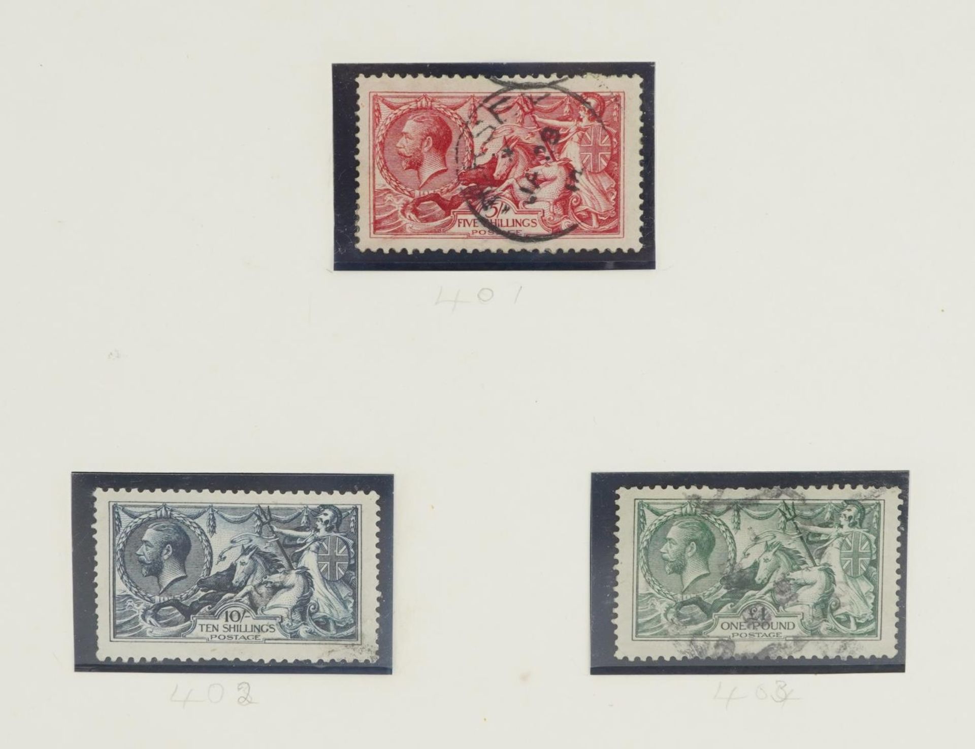 Six 1913 Seahorse stamps up to one pound : For further information on this lot please visit - Bild 3 aus 3