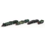 Four Hornby OO gauge model railway locomotives, three with tenders including Great Western 6113