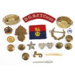 Militaria including silver Royal Artillery mizpah double love heart brooch, cap badge, buttons and D