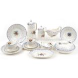 Copeland Spode polka dot dinner and teaware including gravy boat on stand and bowl, the largest 23cm