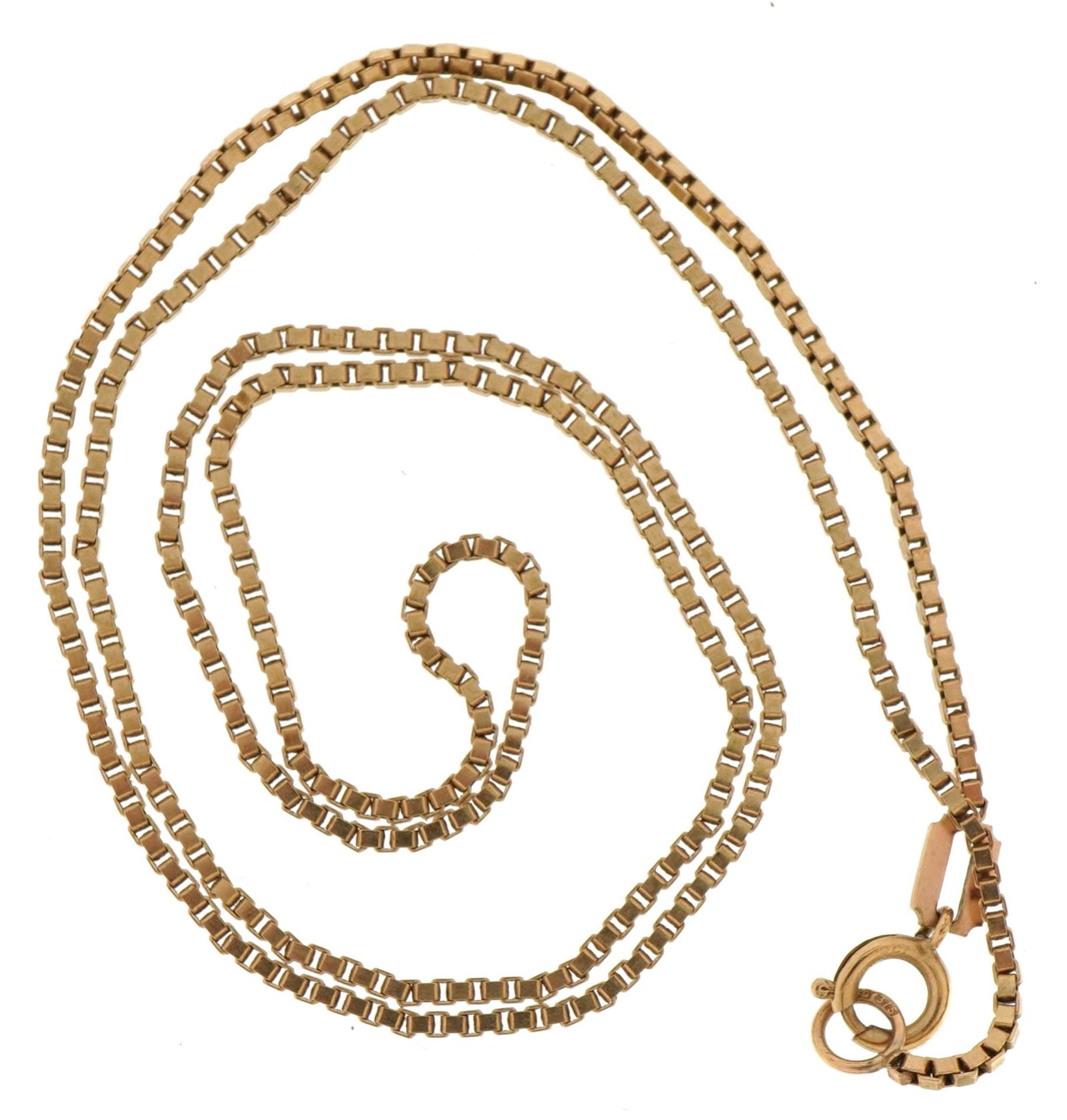 9ct gold box link necklace, 40cm in length, 3.0g : For further information on this lot please - Image 2 of 3
