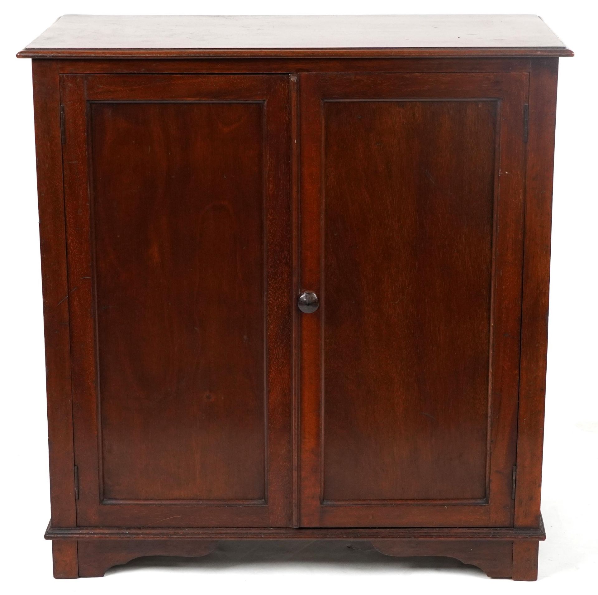 Aw-Lyn, mahogany two door cupboard enclosing three shelves, 78cm H x 75cm W x 36cm D : For further - Image 2 of 6