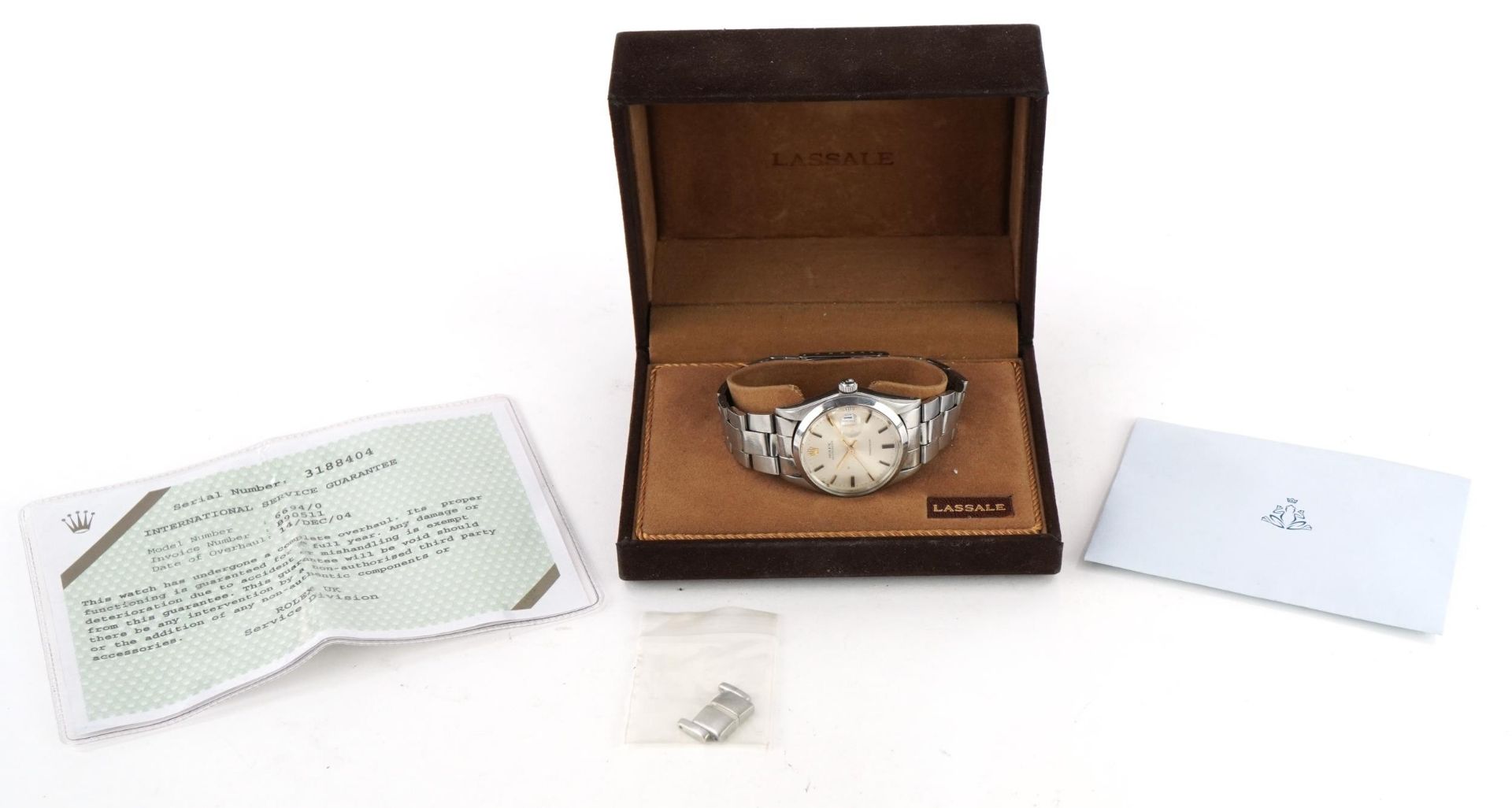 Rolex, gentlemen's Rolex Oysterdate wristwatch with certificate and paperwork housed in a Lassale - Image 5 of 7