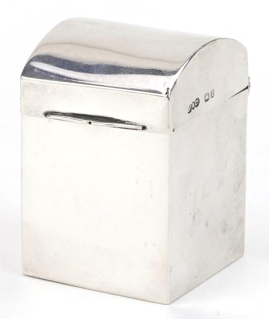 Grey & Co, Victorian miniature silver card box with hinged lid, Birmingham 1899, 5.3cm high,