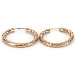 Pair of 9ct gold pierced hoop earrings, 2cm in diameter, 0.8g : For further information on this