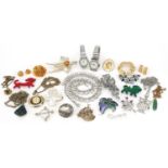 Vintage and later costume jewellery and wristwatches including Monet earrings, animal pendants and