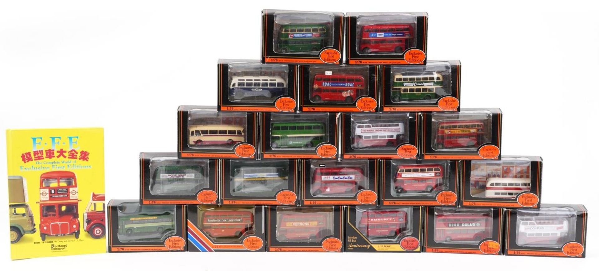 Twenty Exclusive First Editions 1:76 scale diecast model buses with boxes : For further