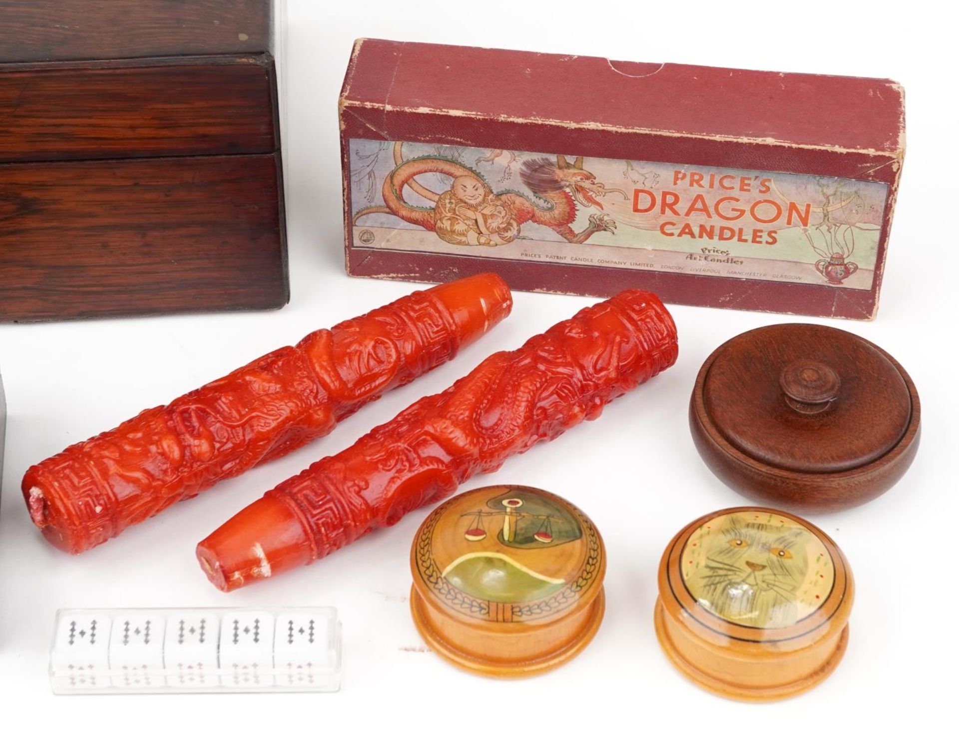 Woodenware and sundry items including a Victorian rosewood box with mother of pearl inlay and two - Bild 3 aus 3