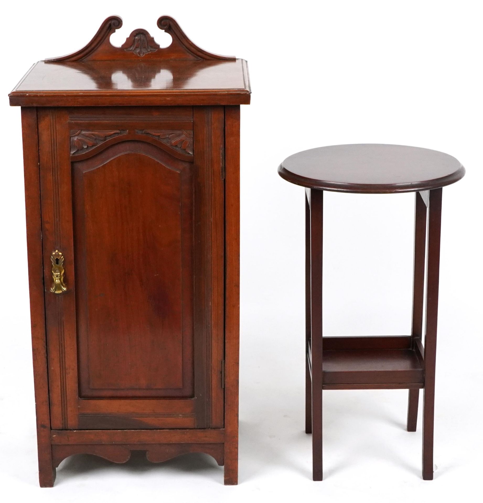Art Nouveau style Mahogany pot cupboard and a mahogany occasional table, the largest 80cm high : For - Bild 2 aus 4