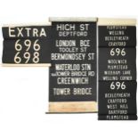 Three vintage London Transport Tram & Bus roller blinds : For further information on this lot please