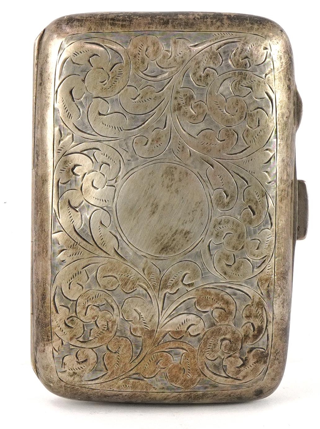 James Walker, George V rectangular silver cigarette case engraved with foliage, Birmingham 1922, 8cm - Image 2 of 4