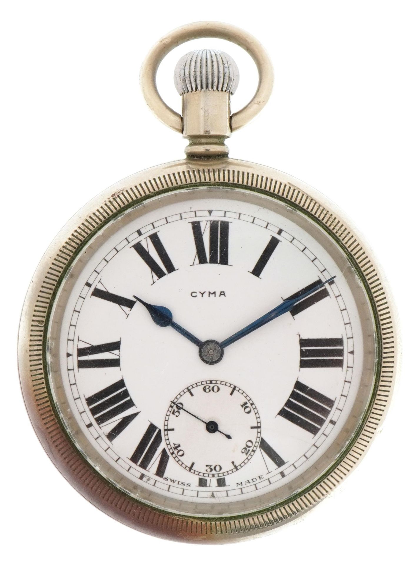 Cyma, vintage Midland & Great Western Railway Island pocket watch engraved M & GW 18 to the back