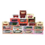 Twenty diecast model buses with boxes including Exclusive First Editions, Models of Yesteryear and