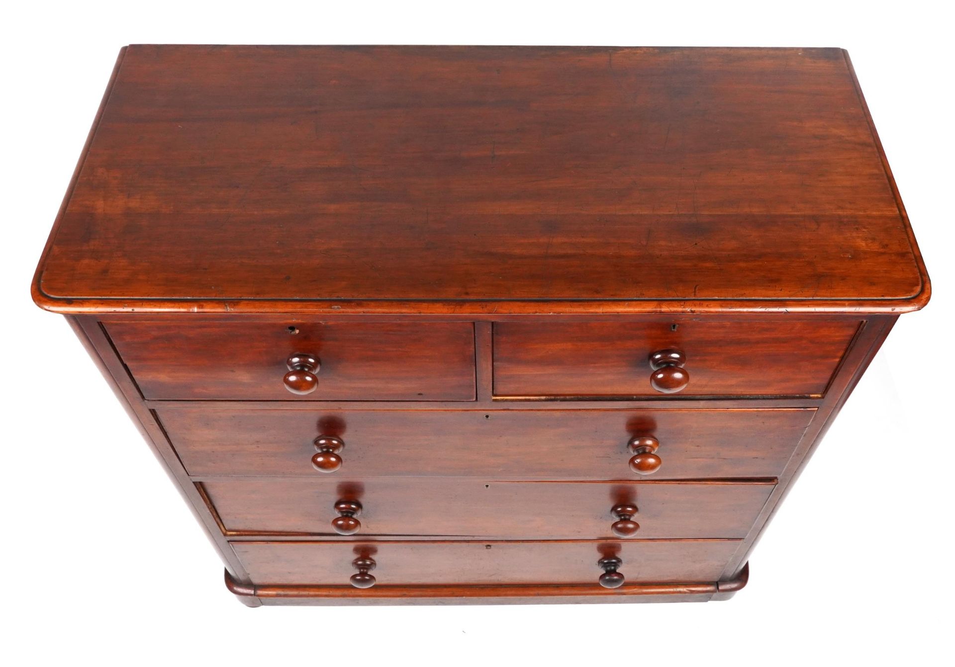 Victorian mahogany five drawer chest, 119cm H x 117.5cm W x 52cm D : For further information on this - Image 3 of 4