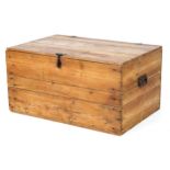 Large Victorian style waxed pine trunk with carrying handles, 46.5cm H x 91.5cm W x 60.5 D : For