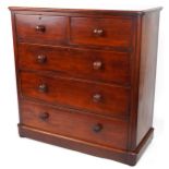 Victorian mahogany five drawer chest, 119cm H x 117.5cm W x 52cm D : For further information on this