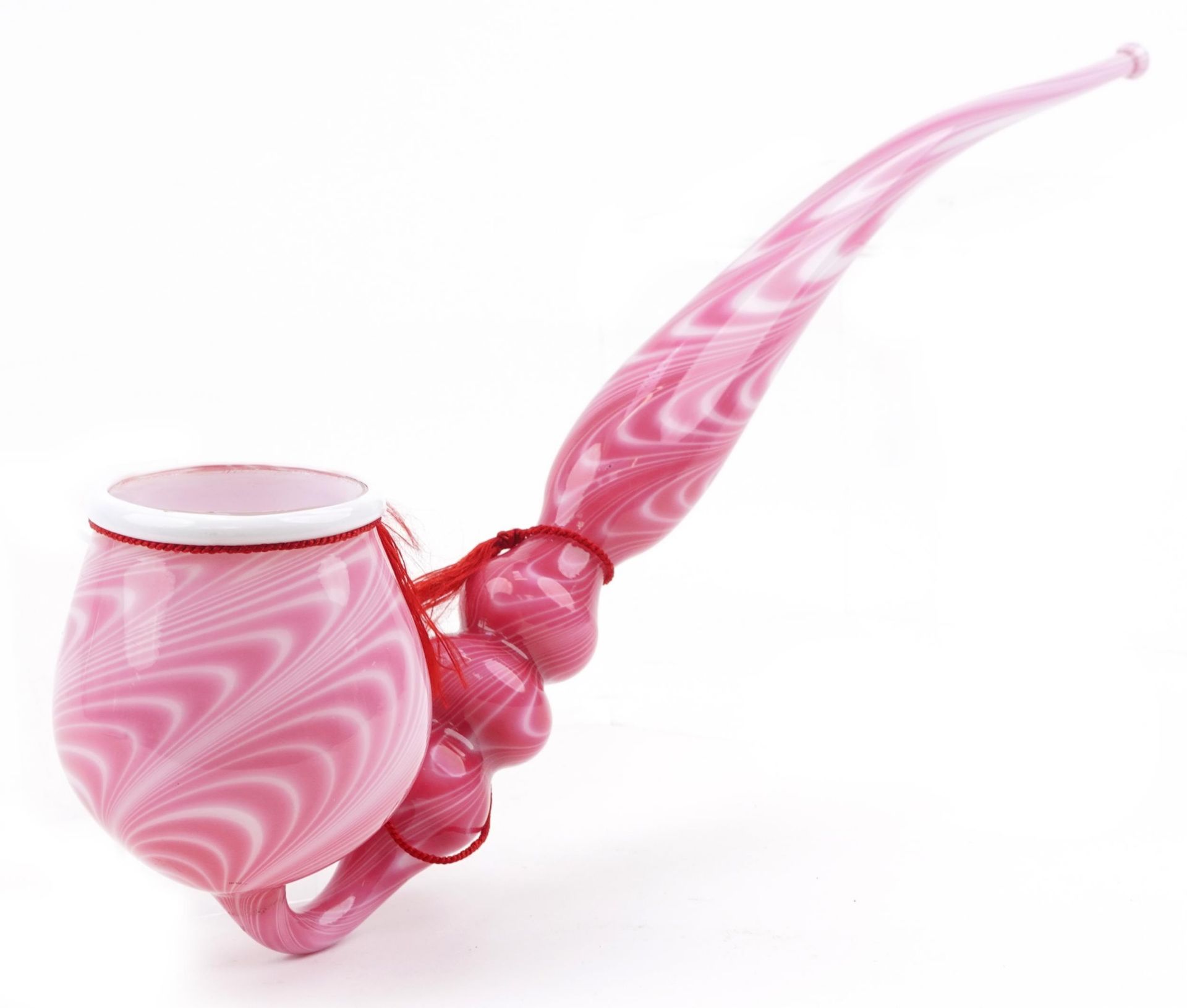 Large Murano glass smoking pipe with combed decoration, 46cm in length : For further information