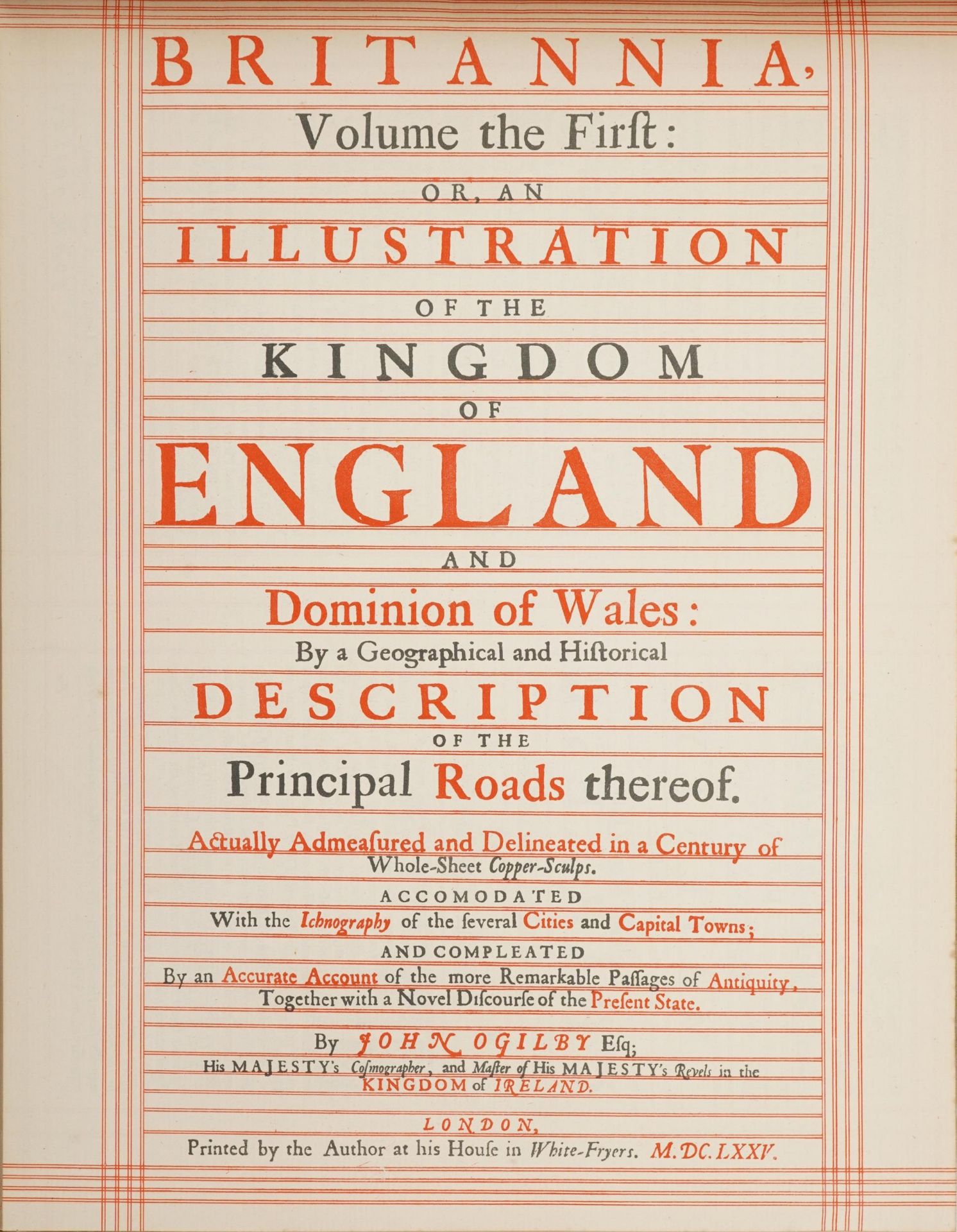 Britannia, volume 1 The First Illustration of the Kingdom of England by John Ogilby with coloured - Image 2 of 7