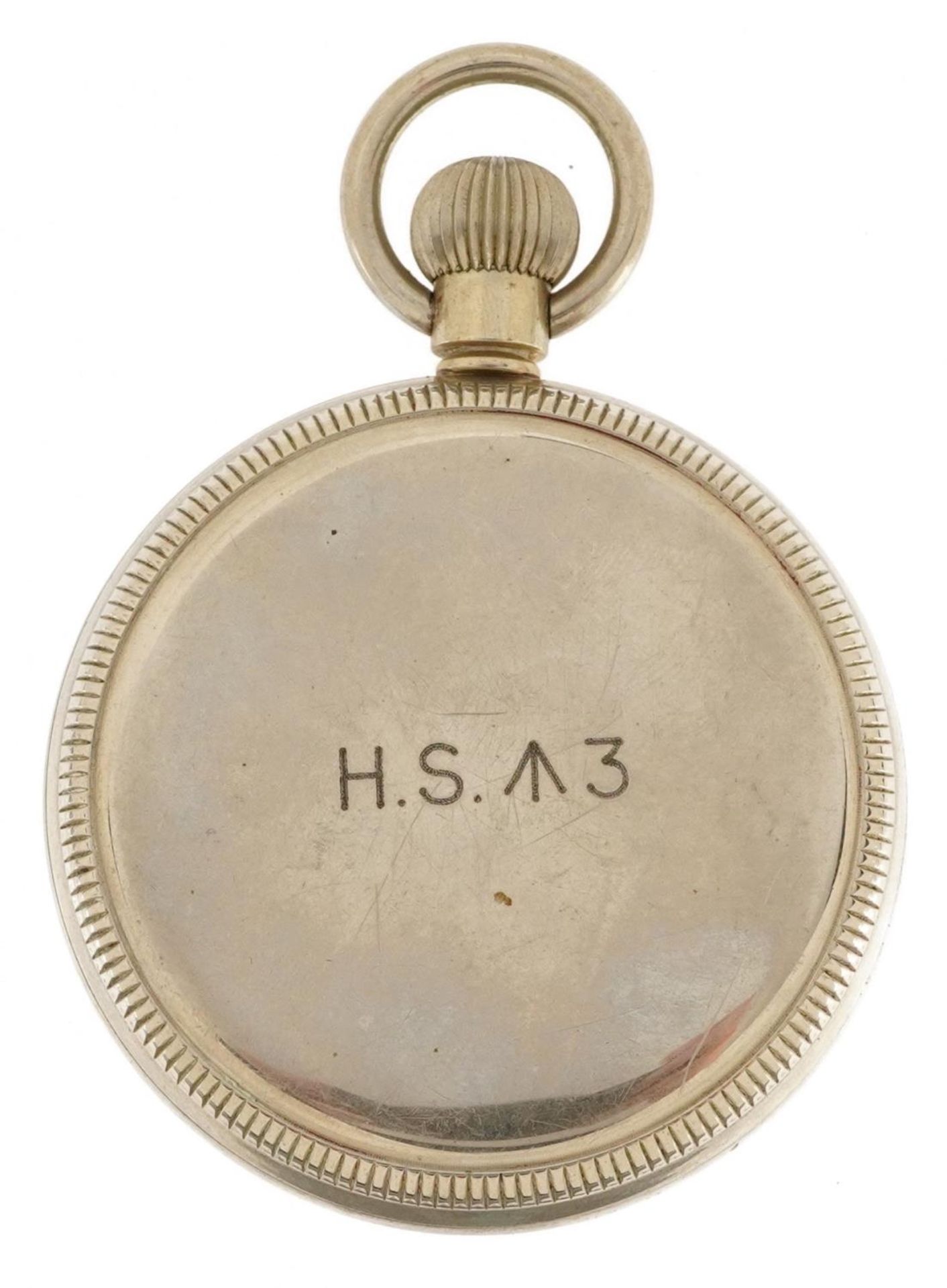 Waltham, British military issue gentlemen's open face pocket watch, the case engraved H.S.3, 50. - Bild 2 aus 4