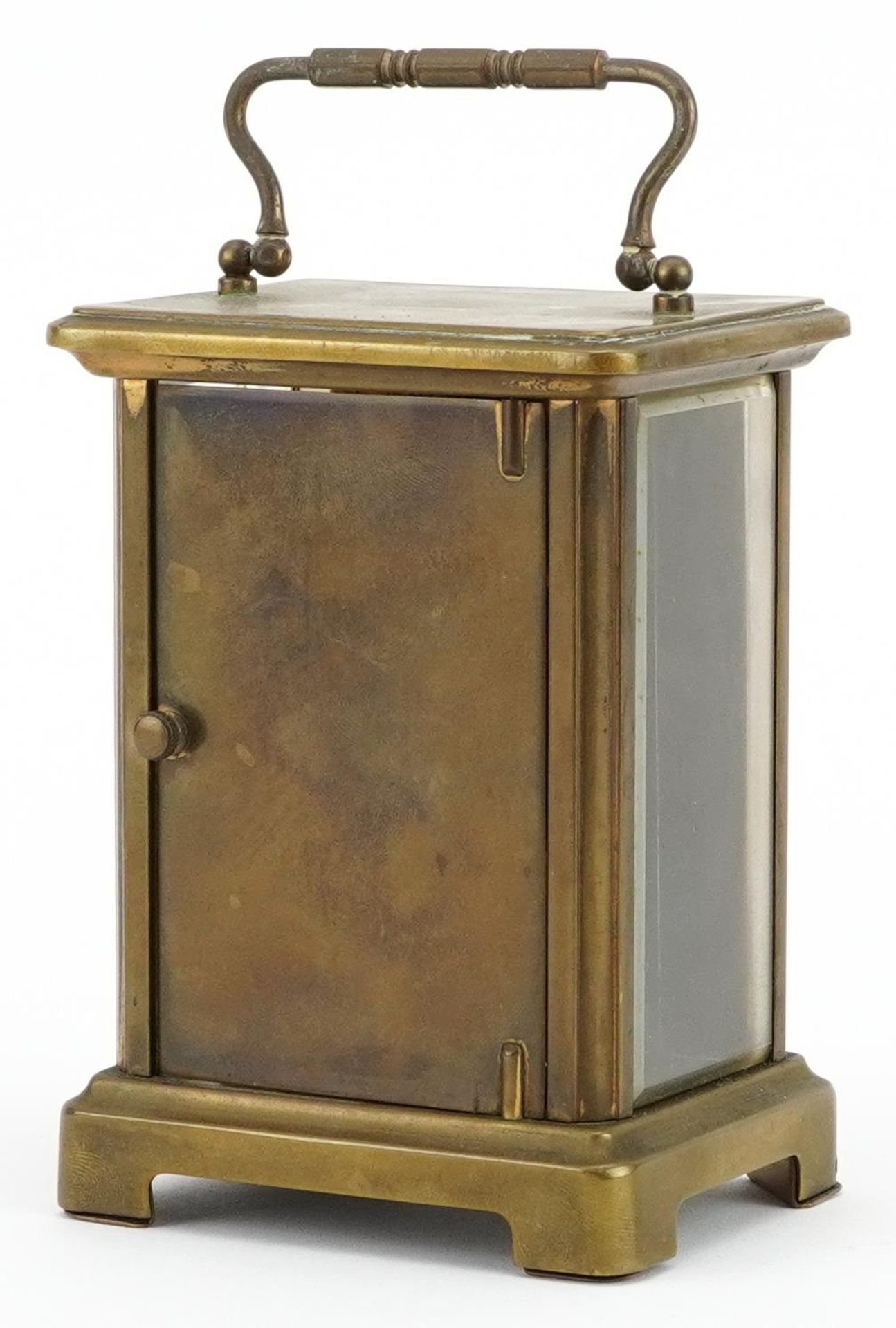 French brass cased carriage clock with Roman numerals impressed Duvedrey & Bloquel France to the - Image 2 of 4