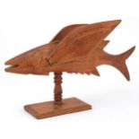 Pitcairn Island carved treen flying fish impressed Souvenir from Pitcairn Island, 33cm in length :