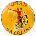 Indian Gasoline enamel advertising sign, 29.5cm in diameter : For further information on this lot