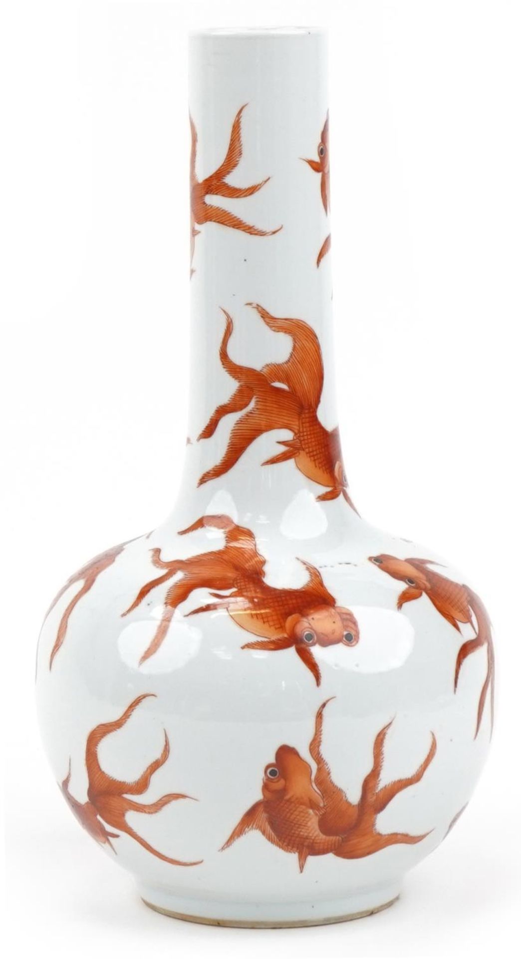 Chinese porcelain vase hand painted in iron red with goldfish, 36cm high : For further information - Bild 4 aus 6