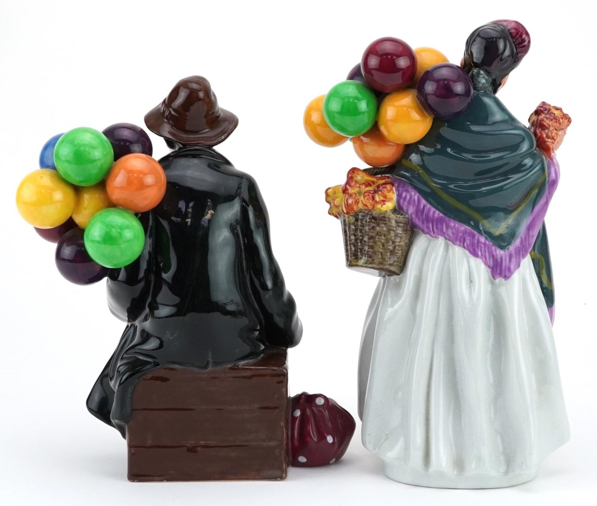 Two Royal Doulton figures comprising Biddy Penny Farthing HN1843 and The Balloon Man HN1954, 22cm - Bild 2 aus 3