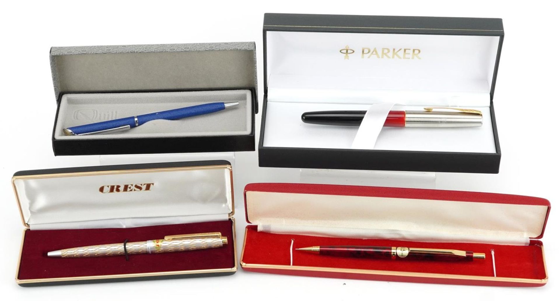 Four pens and pencils with boxes including a Parker Frontier : For further information on this lot