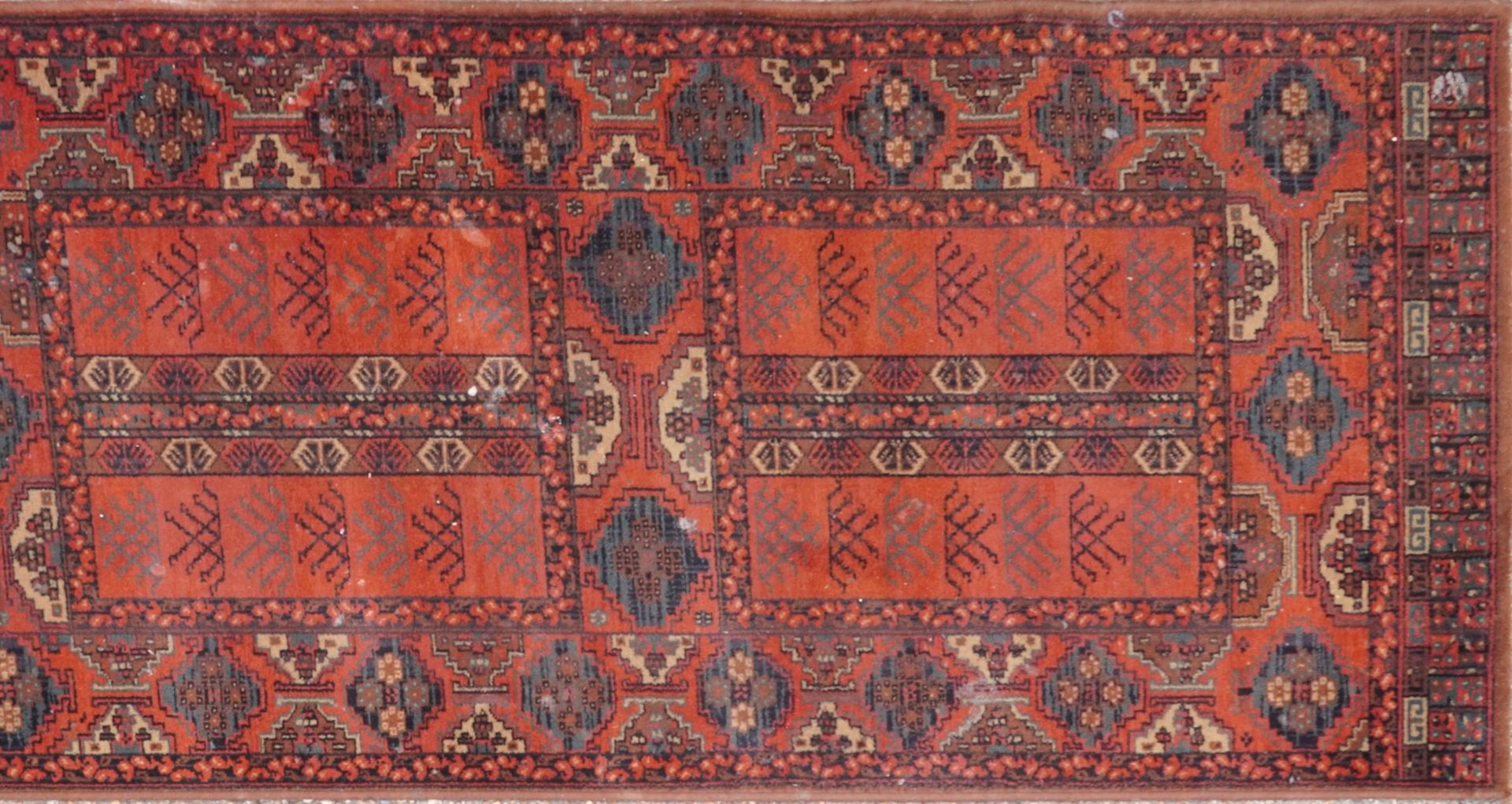 Persian red and blue ground carpet runner having an all over geometric design, 350cm x 90cm : For - Image 4 of 5