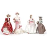 Four collectable figurines comprising Coalport Georgina, Royal Doulton Top of the Hill HN1834, Royal